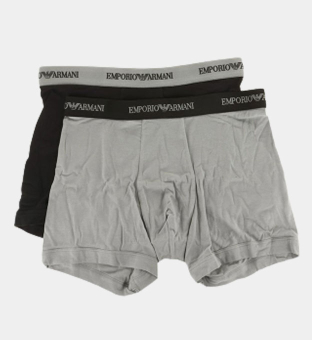 Emporio Armani 2 Pack Boxers Mens Black Grey