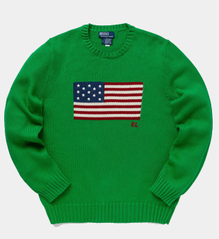Ralph Lauren Flag Logo Jumper Mens Green