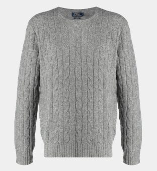 Ralph Lauren Cable Knit Jumper Mens Grey