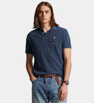 Ralph Lauren Bear Polo Shirt Mens Navy Blue