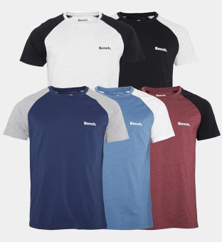 Bench 5 Pack T-shirts Mens Black  Navy  Burgundy Marl  Denim Marl  Ecru Marl